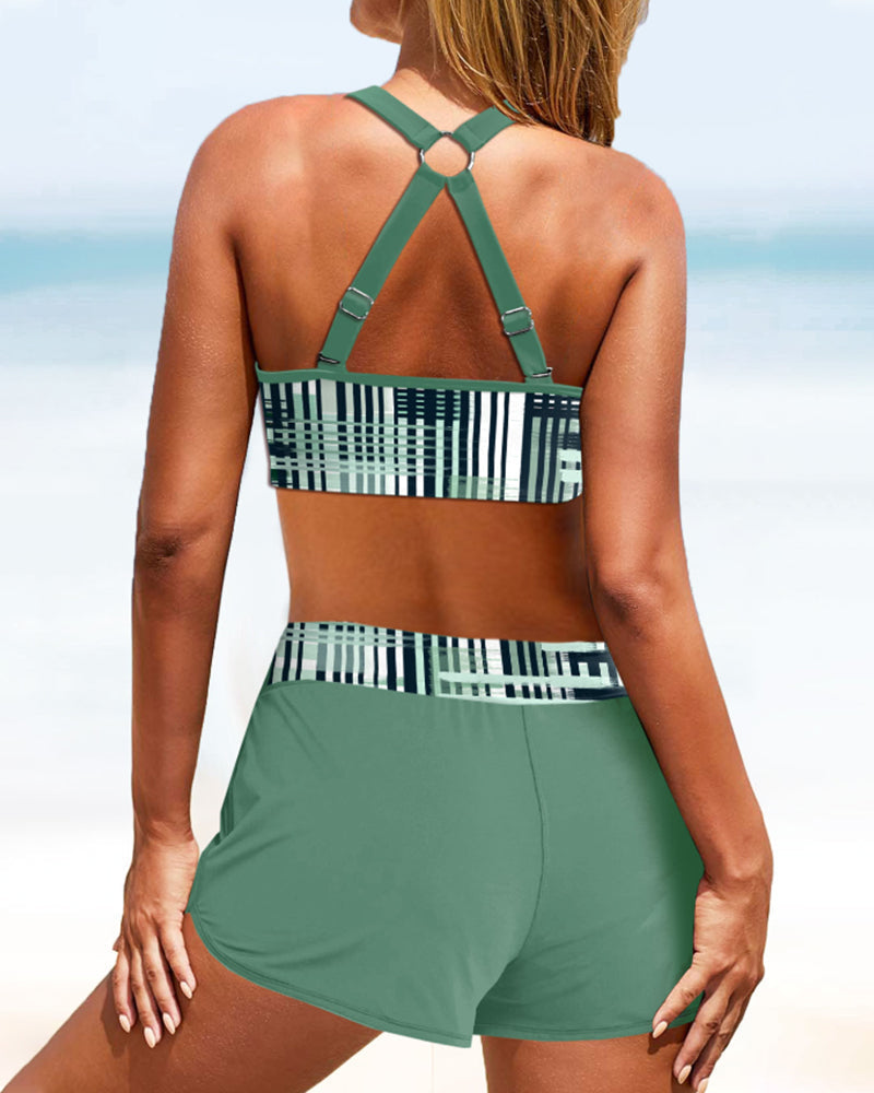 Bikini taille haute femme côtelé, maillot de bain effet amincissant