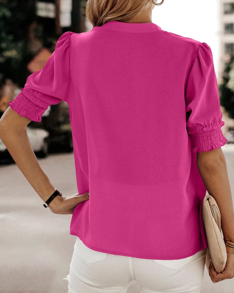 Capucine – Blouse à manches courtes et col en V femme