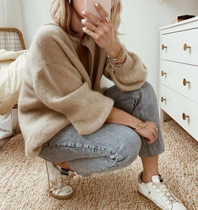 Élise – Gilet femme oversize boutonné