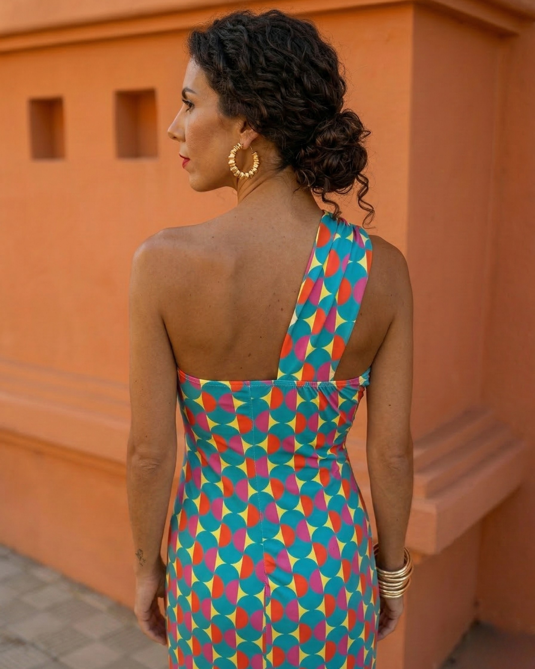 Adèle – Robe midi d'été asymétrique à une épaule femme