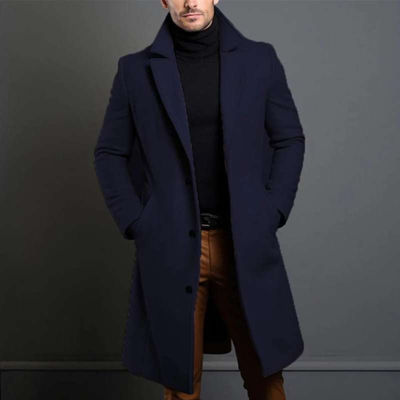 Manteau en laine pour homme automne chaud élégant en mélange de laine avec coupe ajustée Sébastien