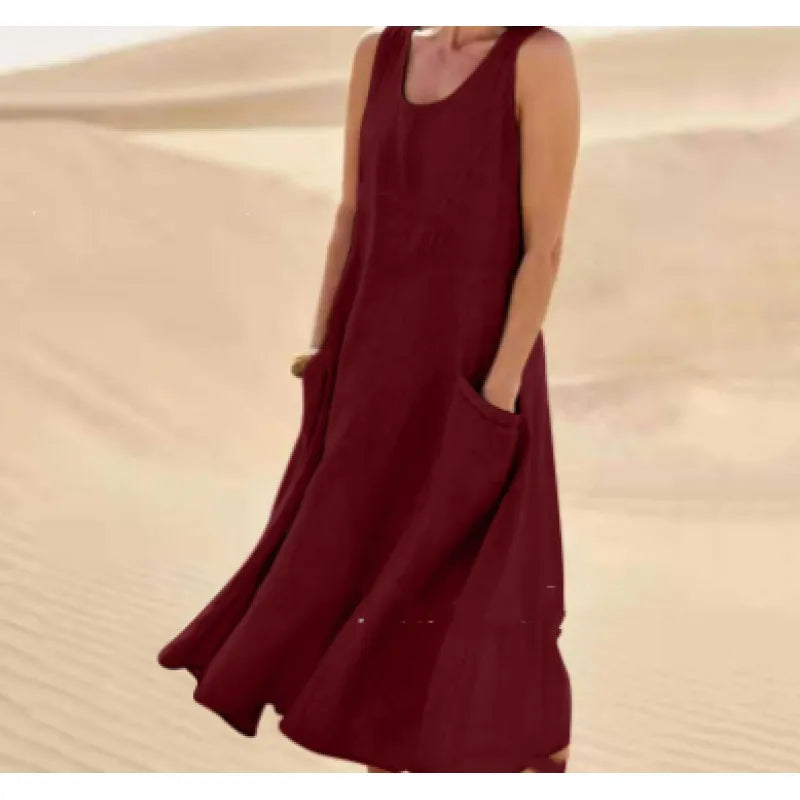 Julie – Robe midi d’été à col rond femme