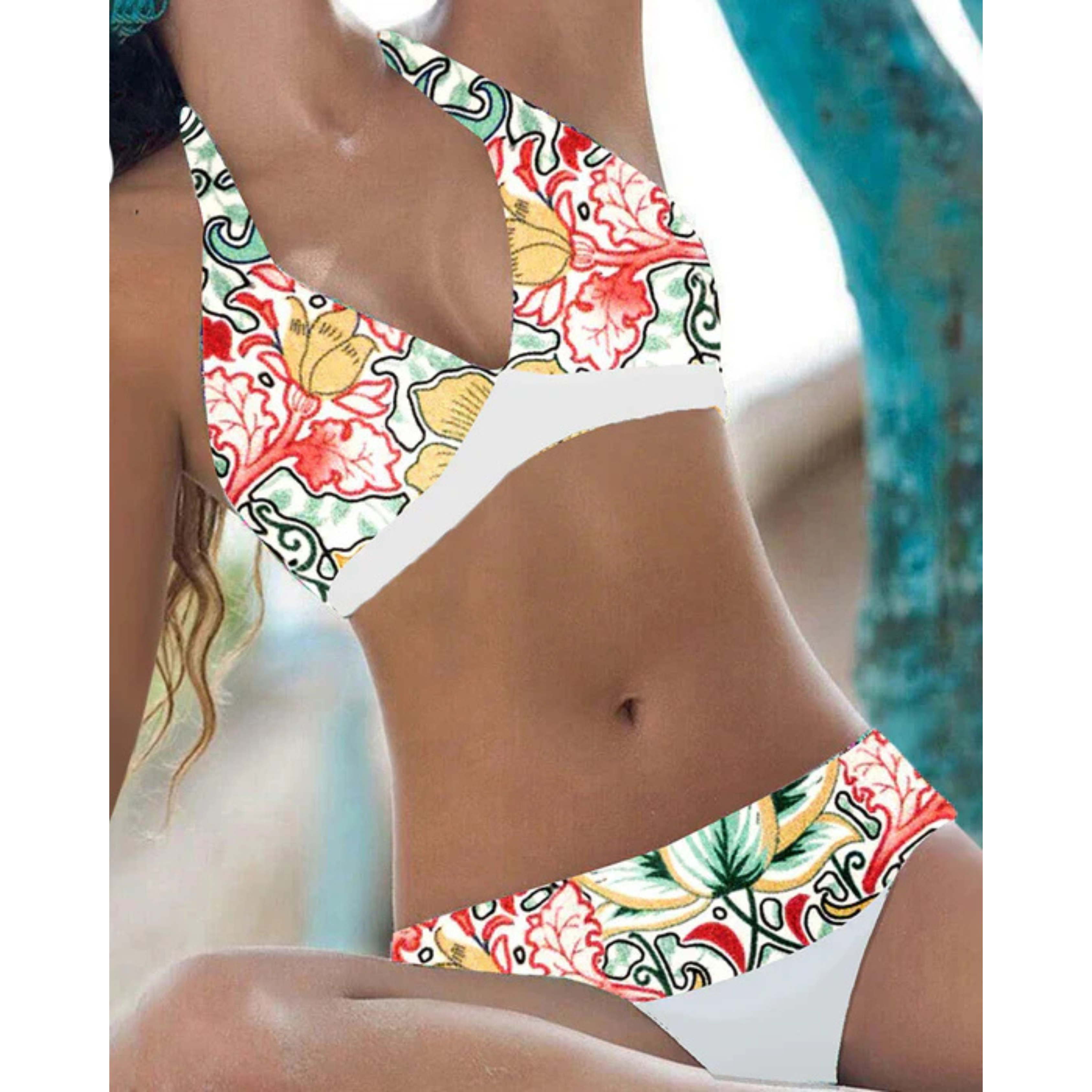 Bikini femme deux pièces rembourré à bretelles réglables