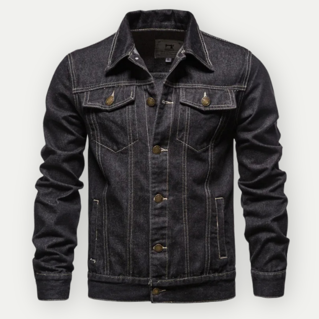 Veste trucker pour homme automne en denim épais avec coupe droite Maxime