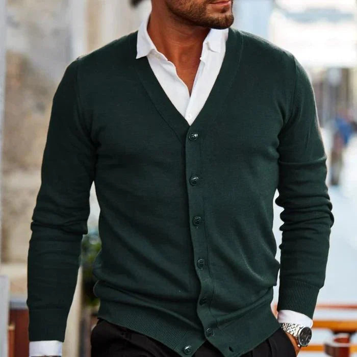 Cardigan à boutons pour homme automne élégant doux en coton avec coupe ajustée Lucien