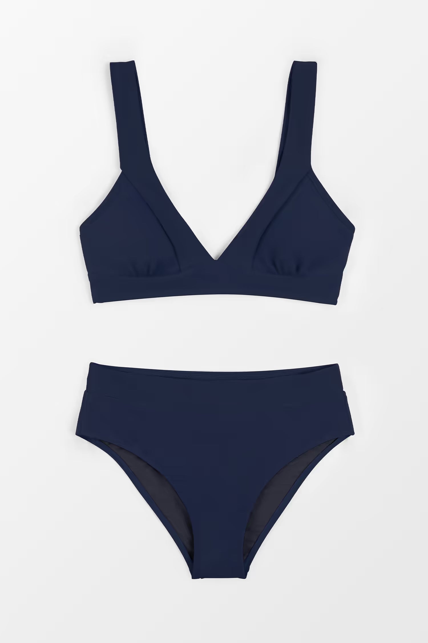 Bikini taille haute femme à col V, maillot de bain flatteur