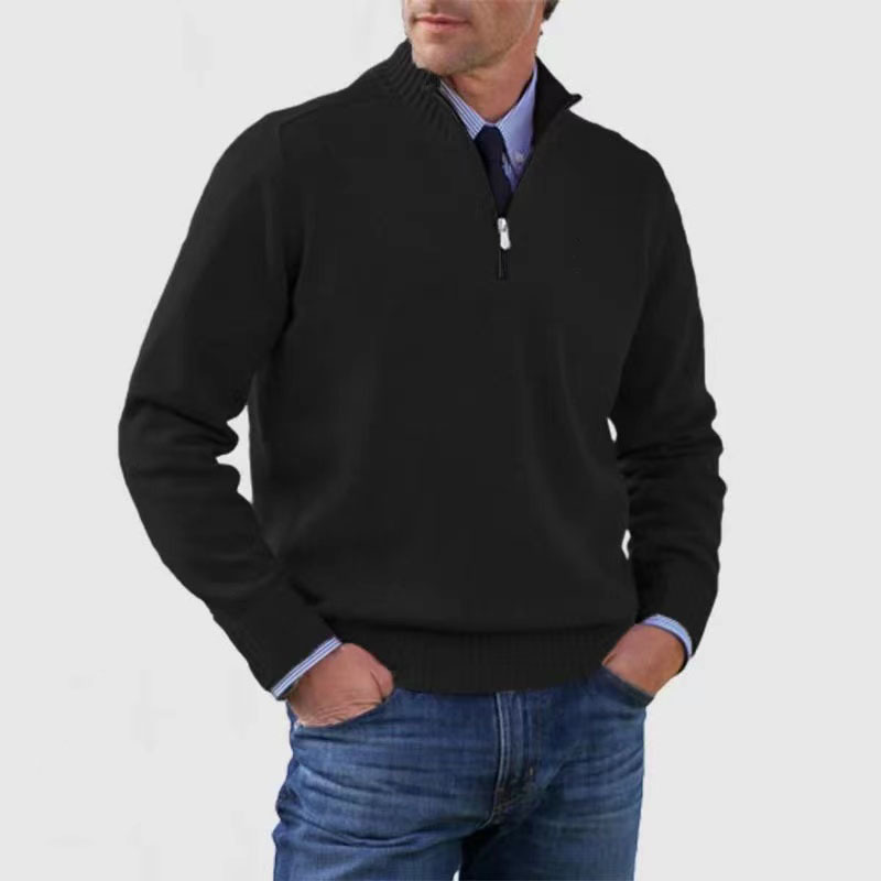 Pull demi-zip pour homme doux et chaud en maille coupe classique Lucien
