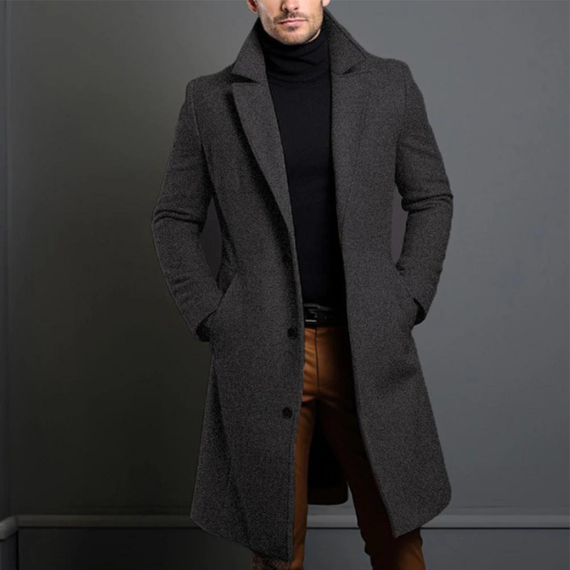 Manteau en laine pour homme automne chaud élégant en mélange de laine avec coupe ajustée Sébastien