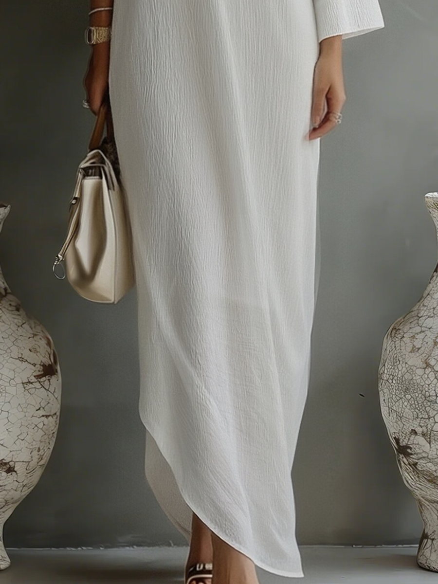 Manon – Robe maxi à une épaule en lin mélangé, élégante femme