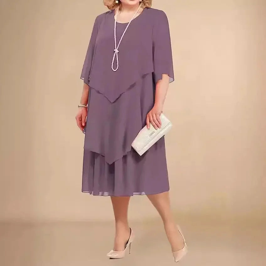 Robe de cocktail midi fluide à effet drapé