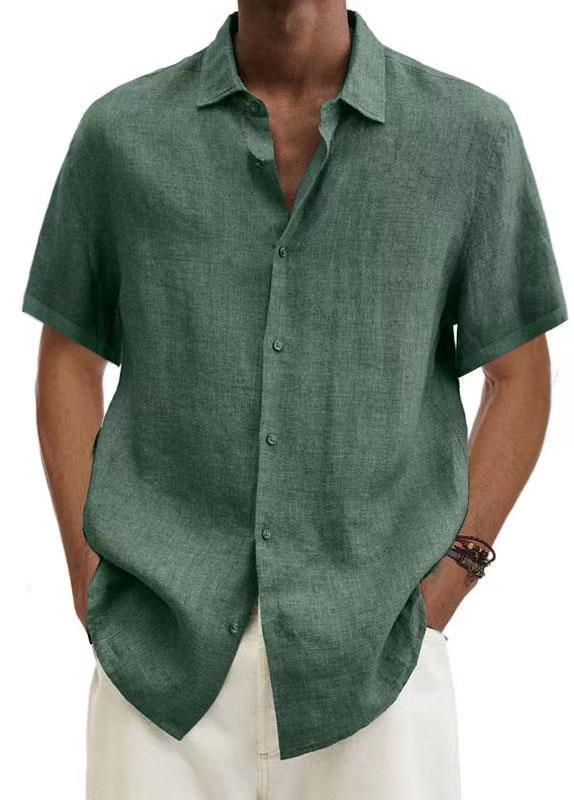 Chemise à manches courtes pour homme en coton et lin offrant un confort estival au style épuré