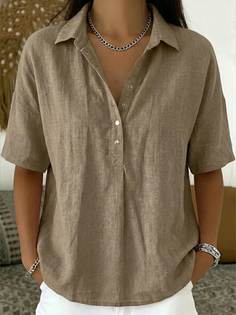Honorine – Chemise décontractée à col boutonné femme