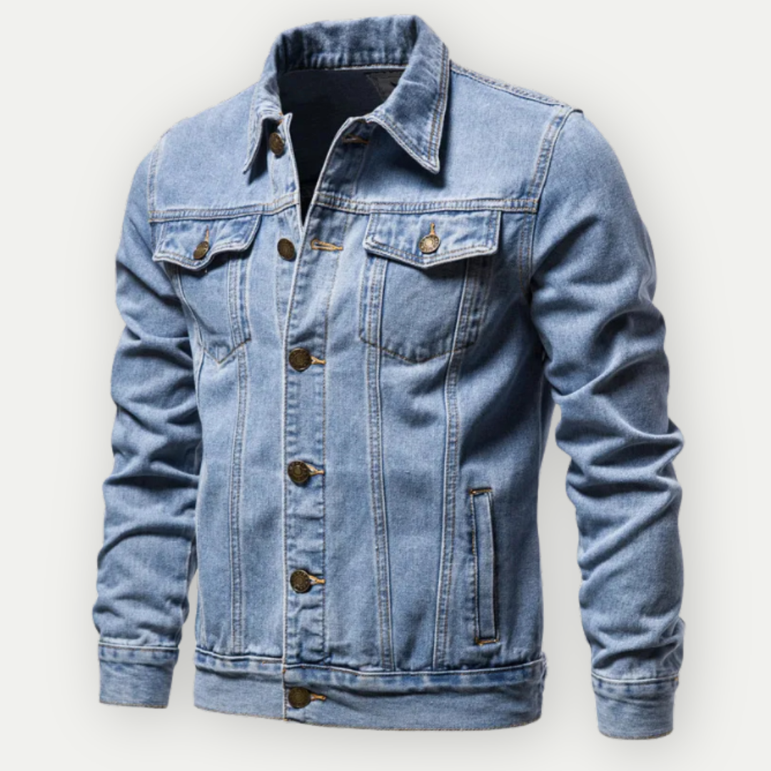 Veste trucker pour homme automne en denim épais avec coupe droite Maxime