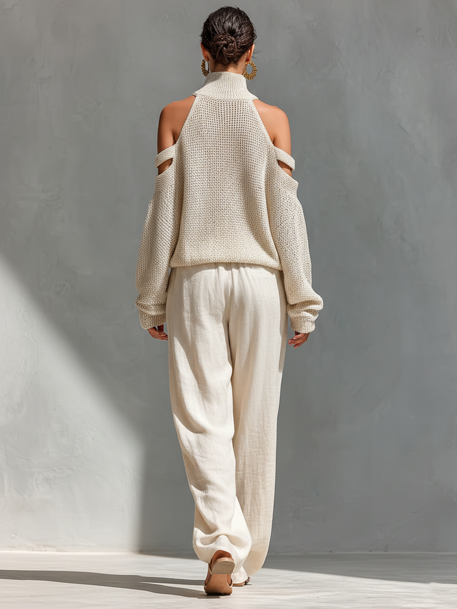 Élise – Ensemble d’été col roulé et pantalon large femme