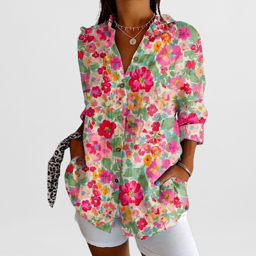 Lucienne – Blouse vintage fleurie d'été femme