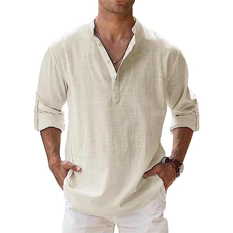 Chemise en lin pour homme à col boutonné alliant légèreté estivale et élégance décontractée