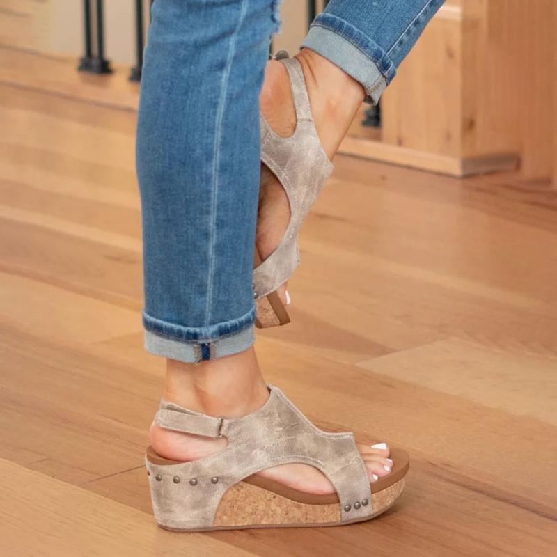 Sandales femme en cuir à semelle amortissante – confort élégant au quotidien