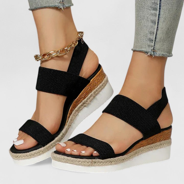 Eugénie – Sandales compensées à brides élastiques femme