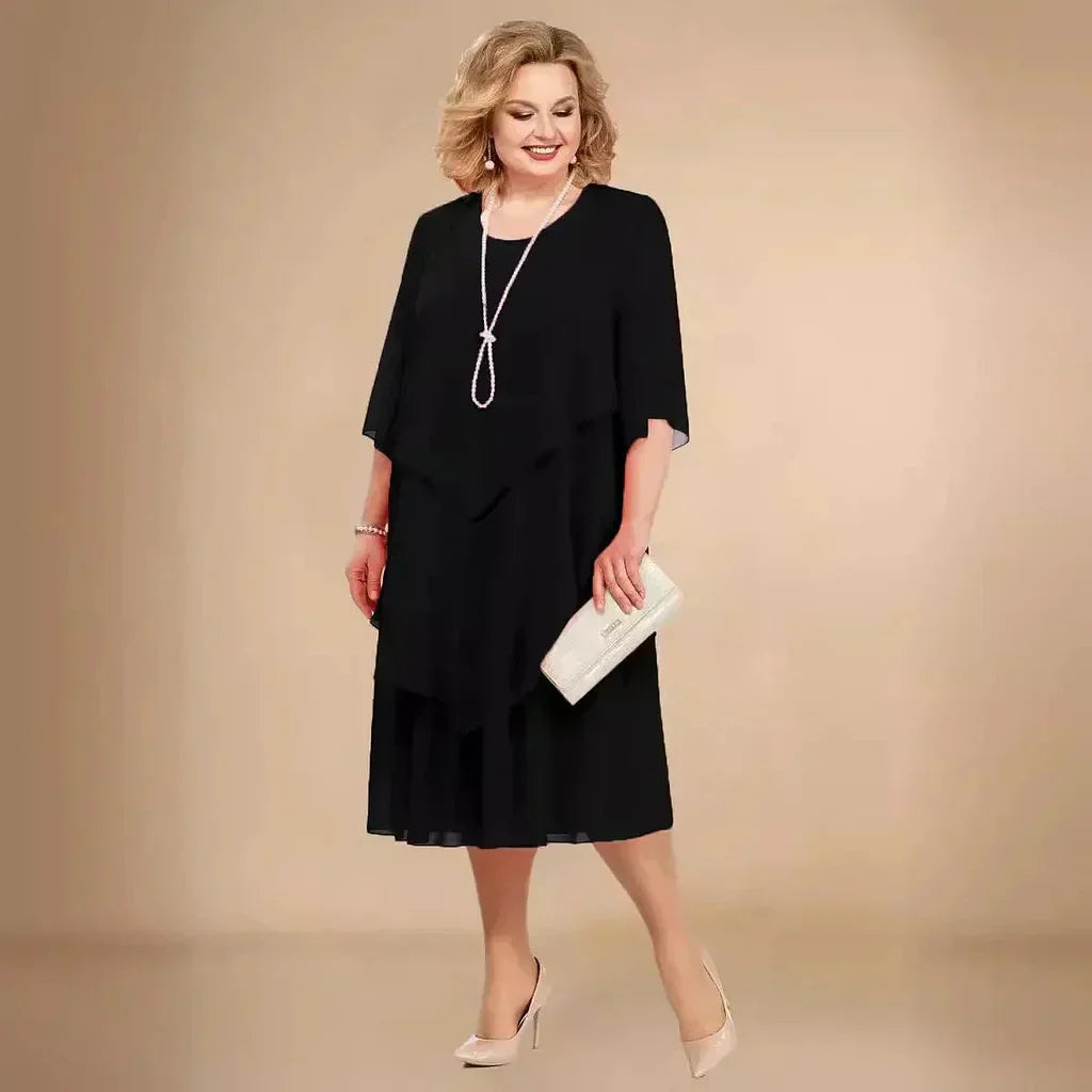 Robe de cocktail midi fluide à effet drapé