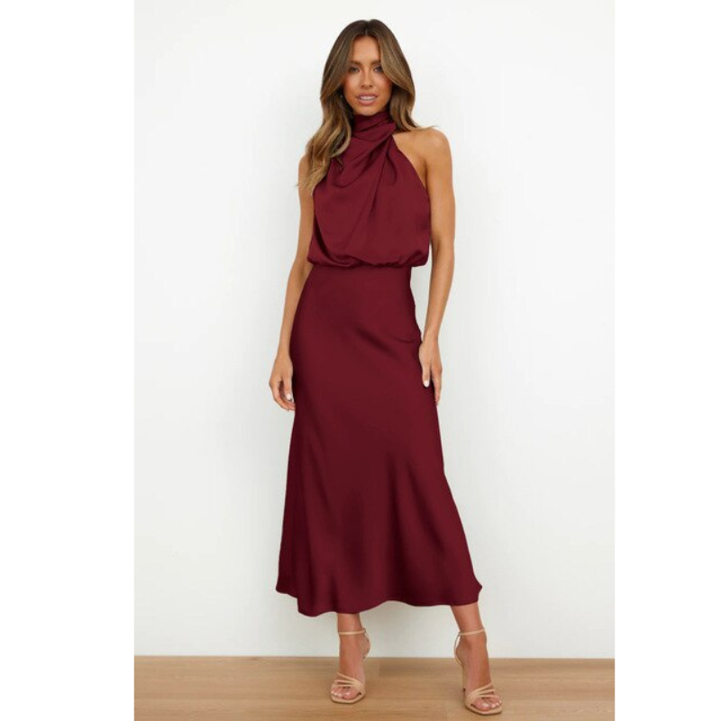 Victoire – Robe maxi de soirée à col halter femme