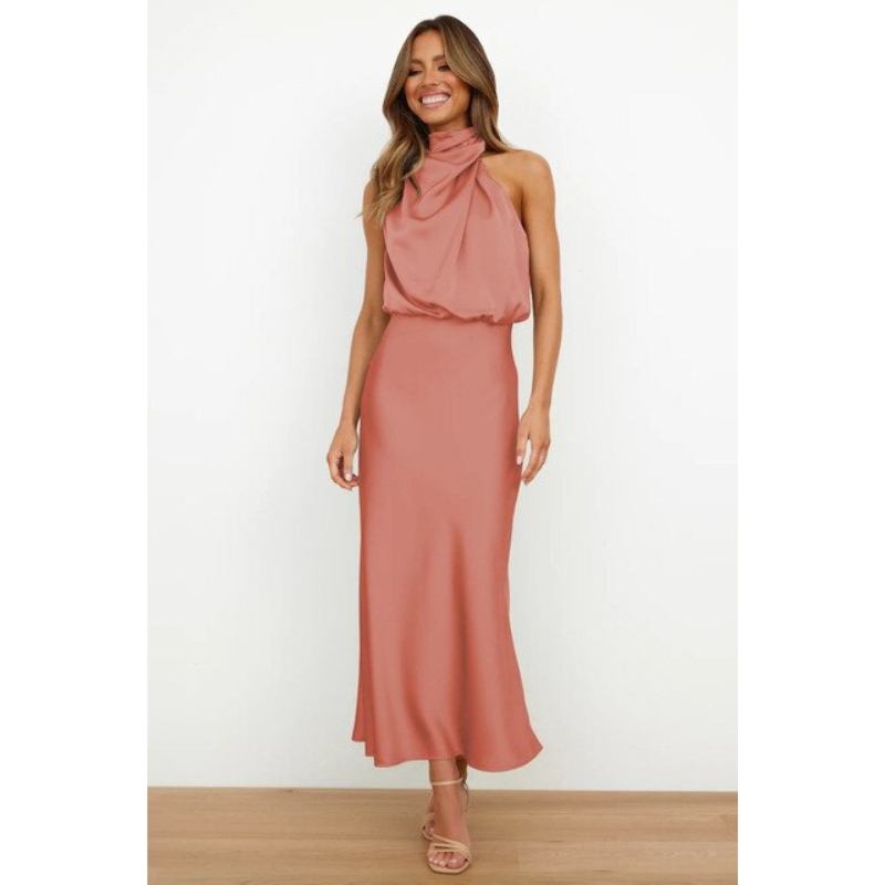 Victoire – Robe maxi de soirée à col halter femme
