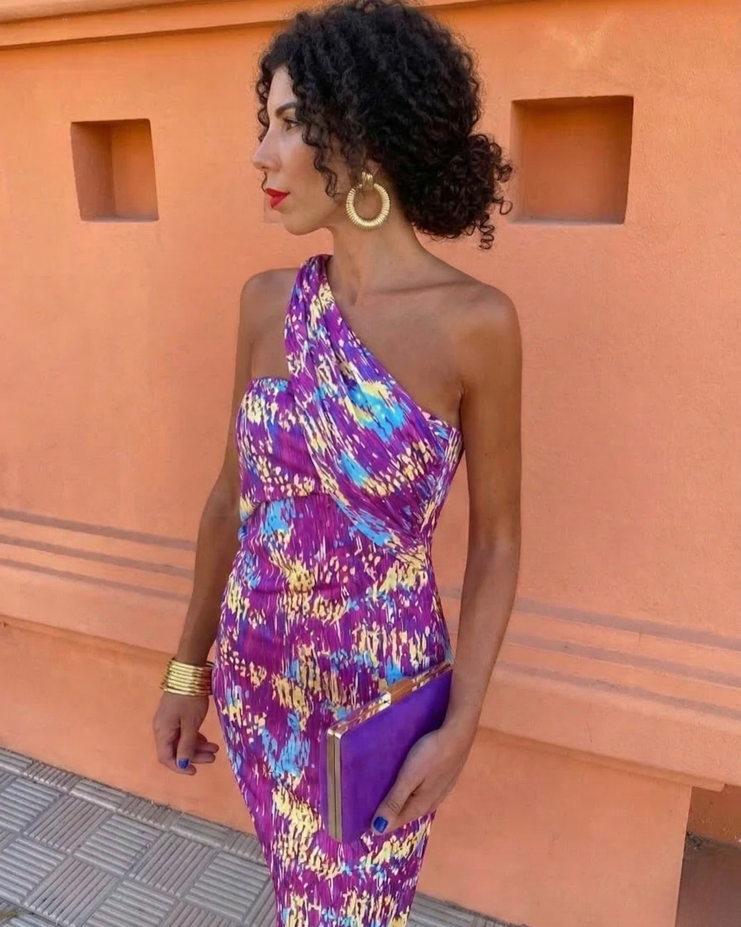 Adèle – Robe midi d'été asymétrique à une épaule femme