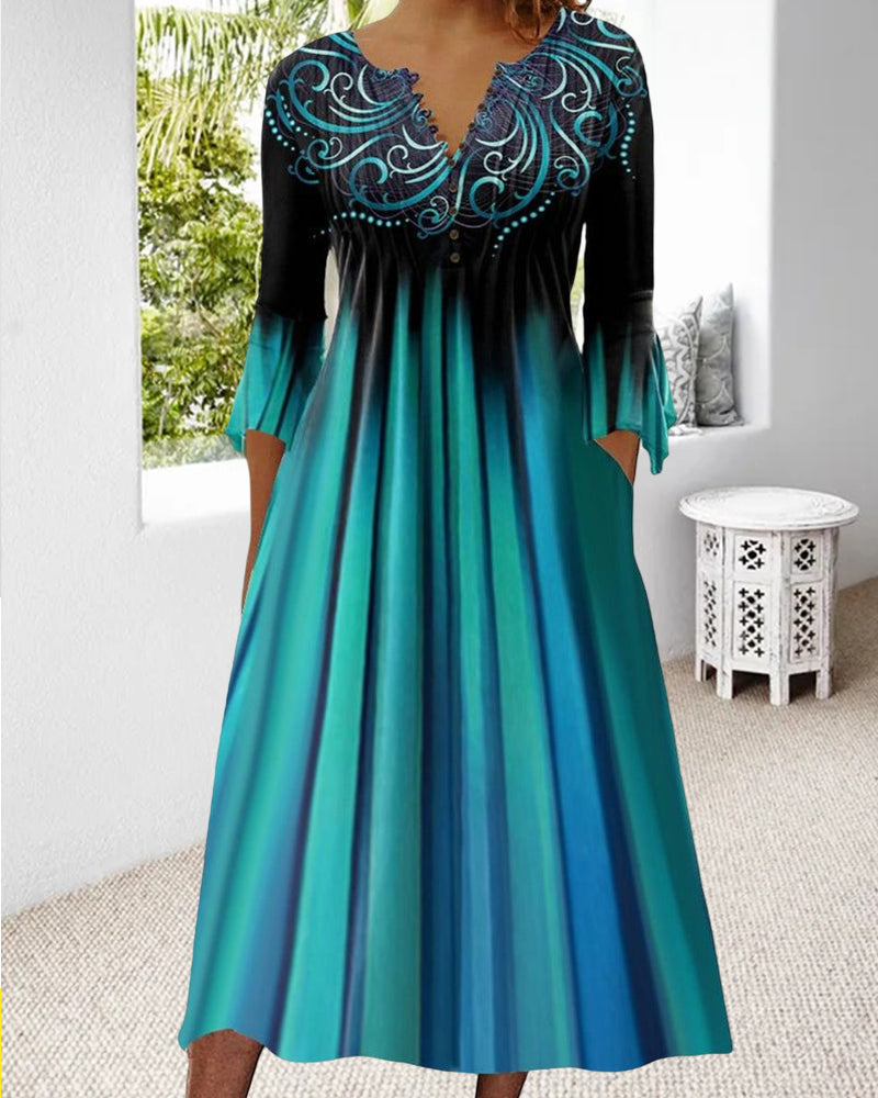 Lucie – Robe midi à manches 3/4 effet dégradé femme