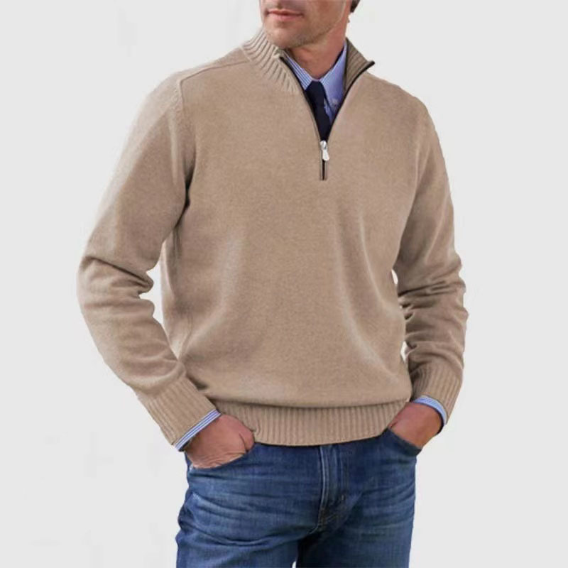 Pull demi-zip pour homme doux et chaud en maille coupe classique Lucien