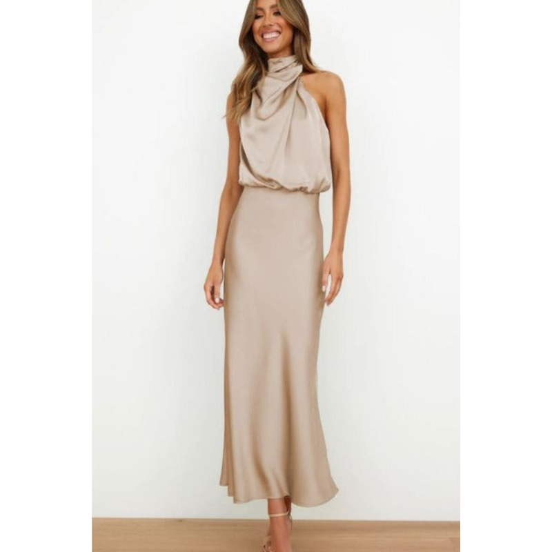 Victoire – Robe maxi de soirée à col halter femme