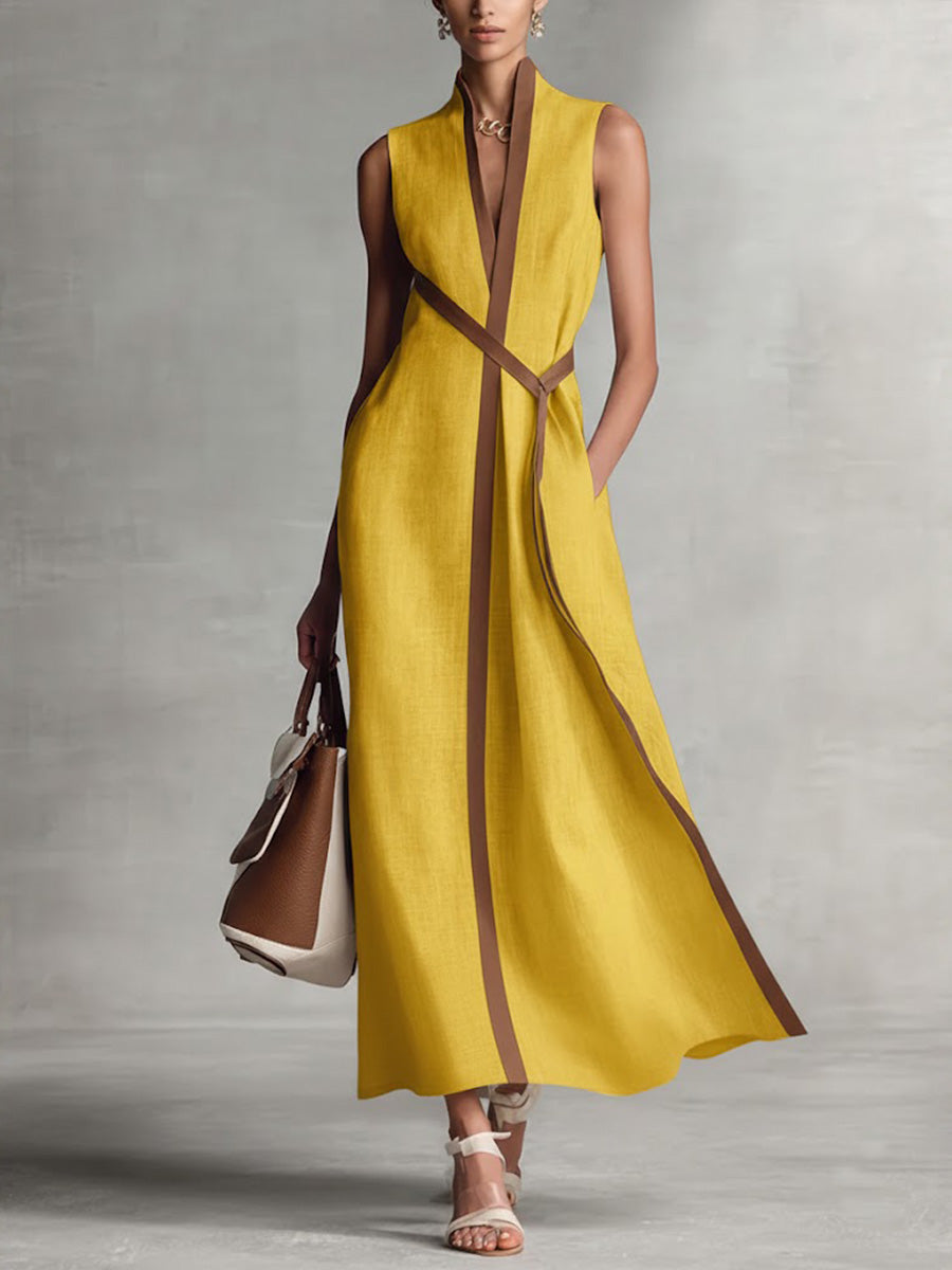 Chloé – Robe longue en lin sans manches coupe fluide