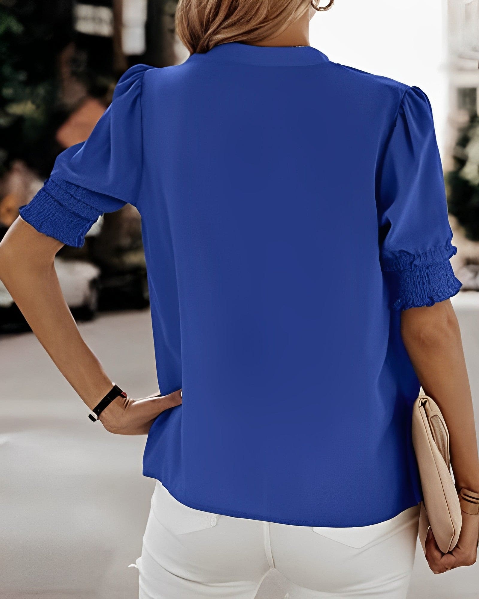 Capucine – Blouse à manches courtes et col en V femme