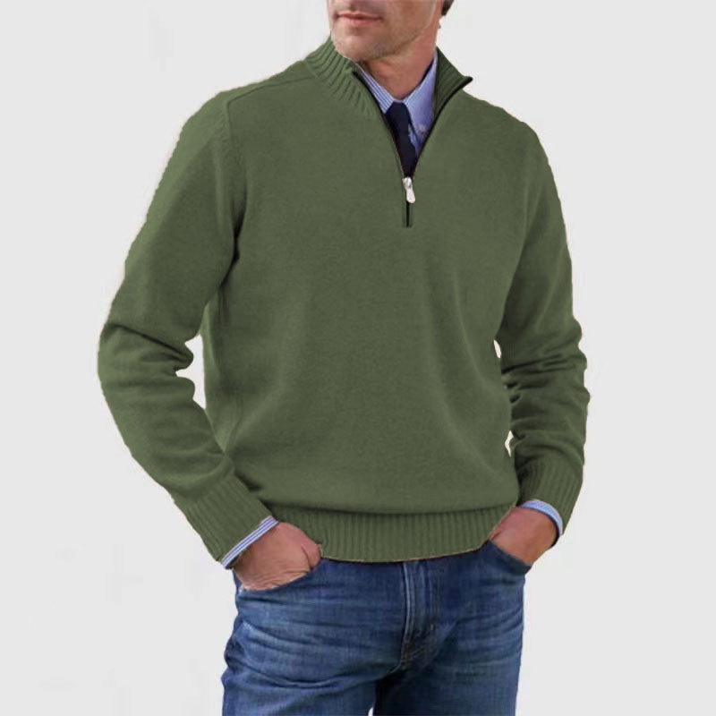 Pull demi-zip pour homme doux et chaud en maille coupe classique Lucien