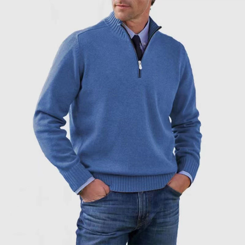 Pull demi-zip pour homme doux et chaud en maille coupe classique Lucien