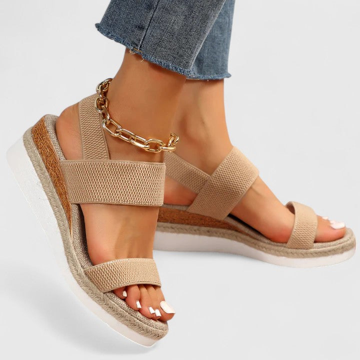 Eugénie – Sandales compensées à brides élastiques femme