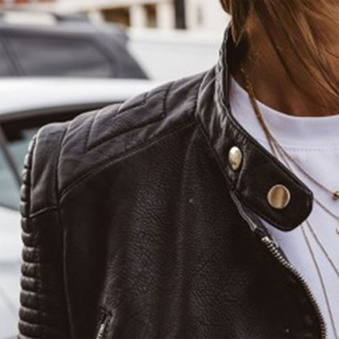 Veste en similicuir effet cuir souple pour femme automne à col à pression à coupe cintrée Avalon