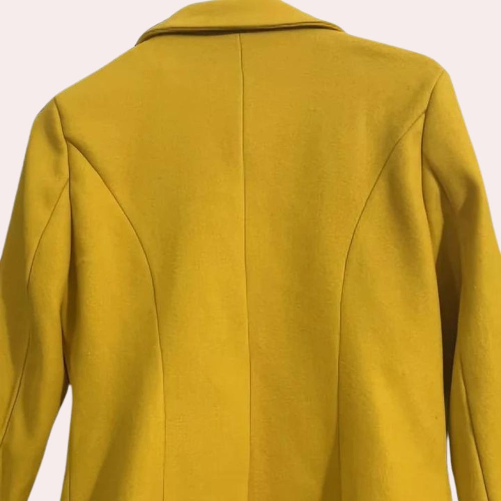 Trench long en laine mélangée pour femme automne à coupe cintrée élégante Elvira