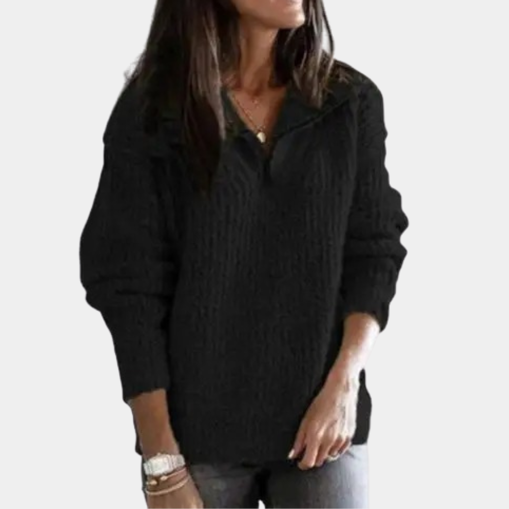 Pull pour femme automne chaud texturé en maille avec col zippé Élise