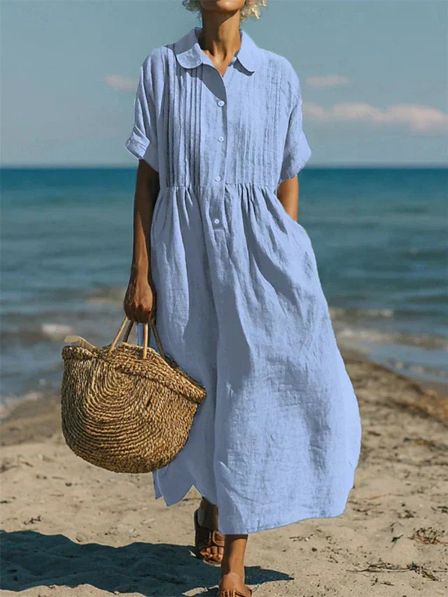 Aurélie – Robe chemise d'été élégante boutonnée femme