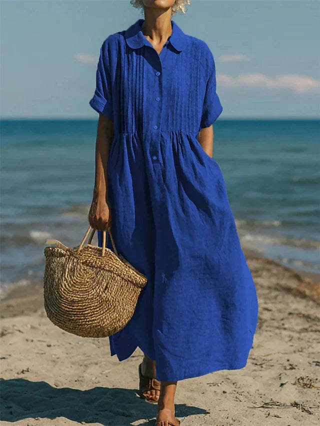 Aurélie – Robe chemise d'été élégante boutonnée femme