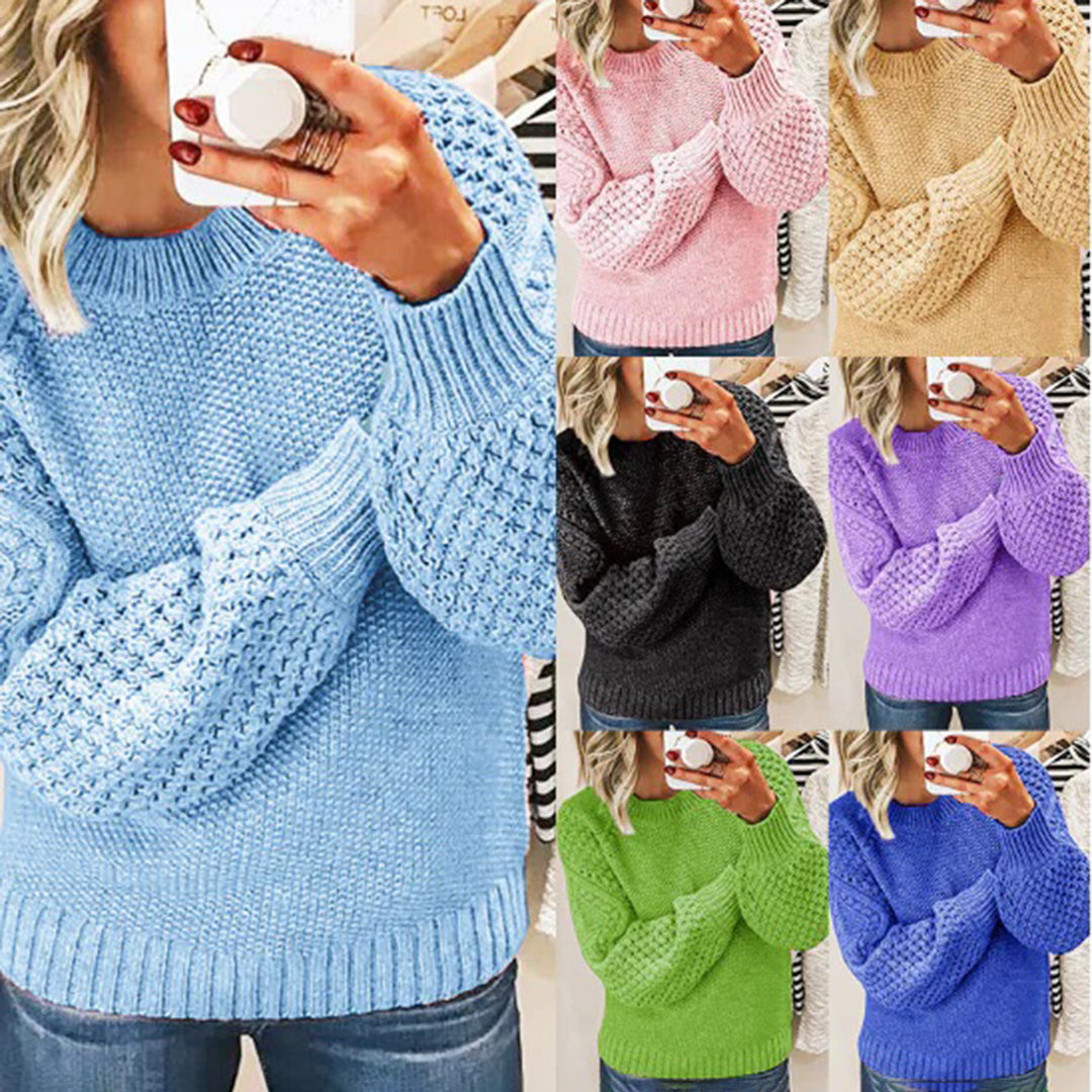 Pull pour femme automne élégant torsadé en maille acrylique avec manches texturées Petra