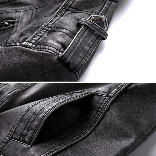 Veste en similicuir zippée pour homme automne au style motard à coupe ajustée Alpha