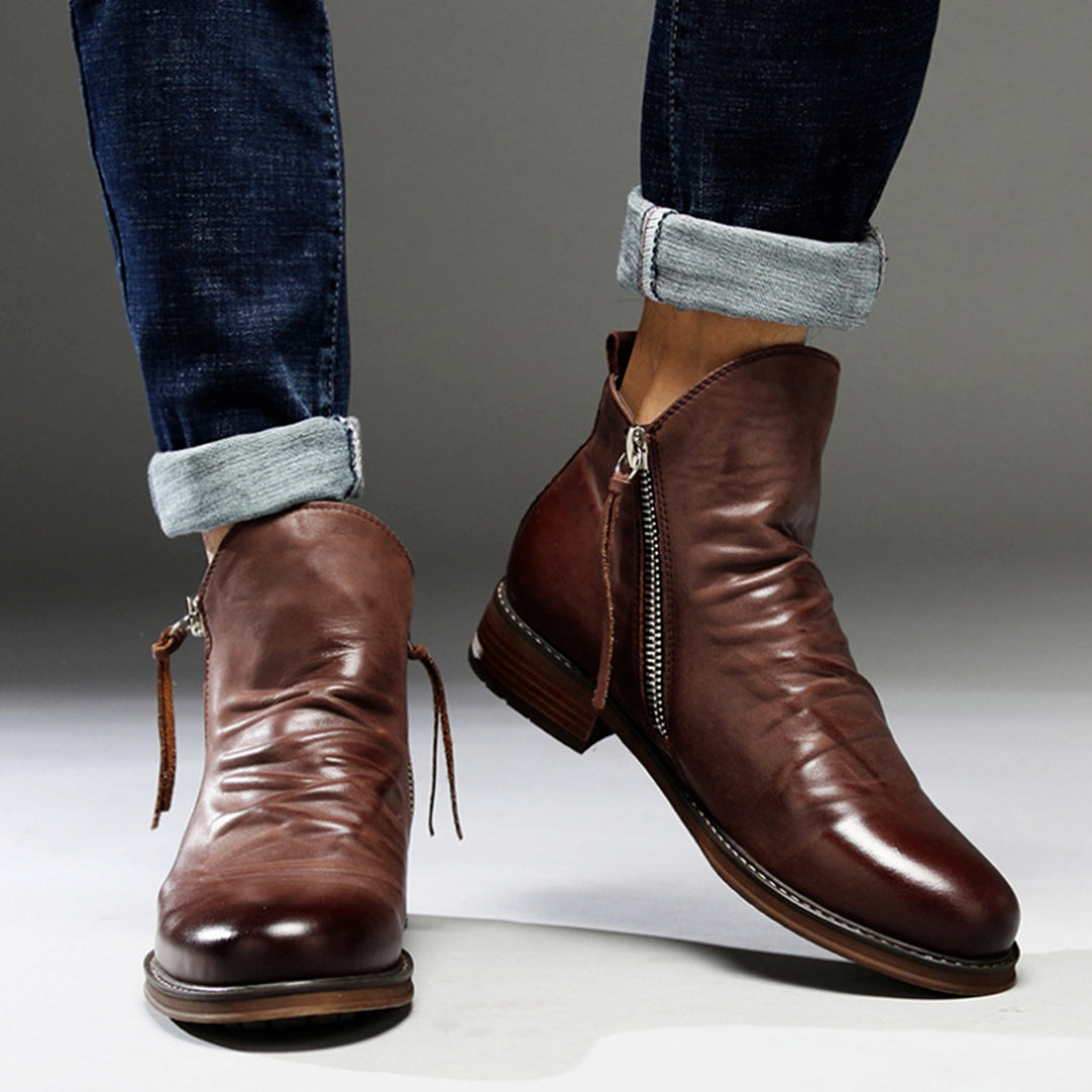 Bottes pour homme automne antidérapantes confortables en cuir PU au design moderne Haylom