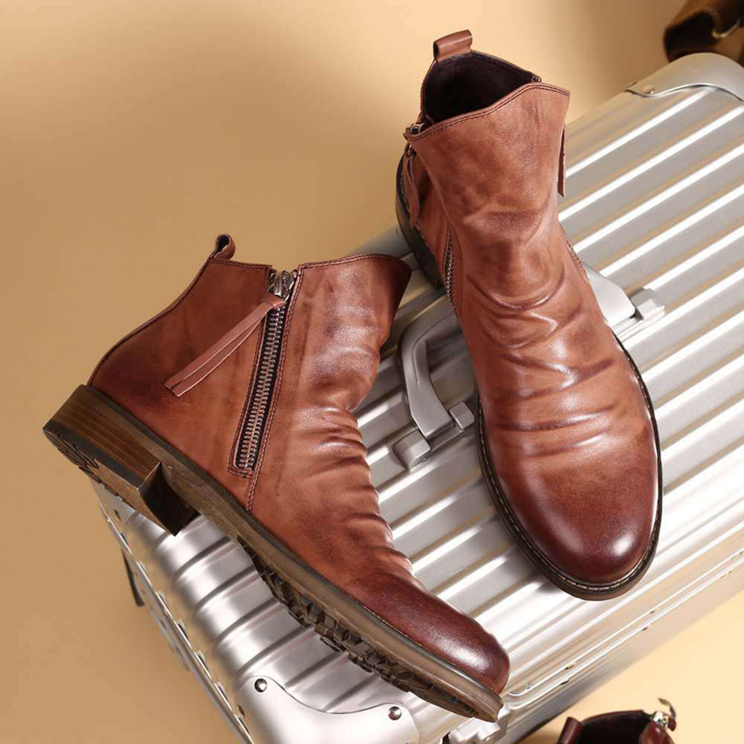 Bottes pour homme automne antidérapantes confortables en cuir PU au design moderne Haylom