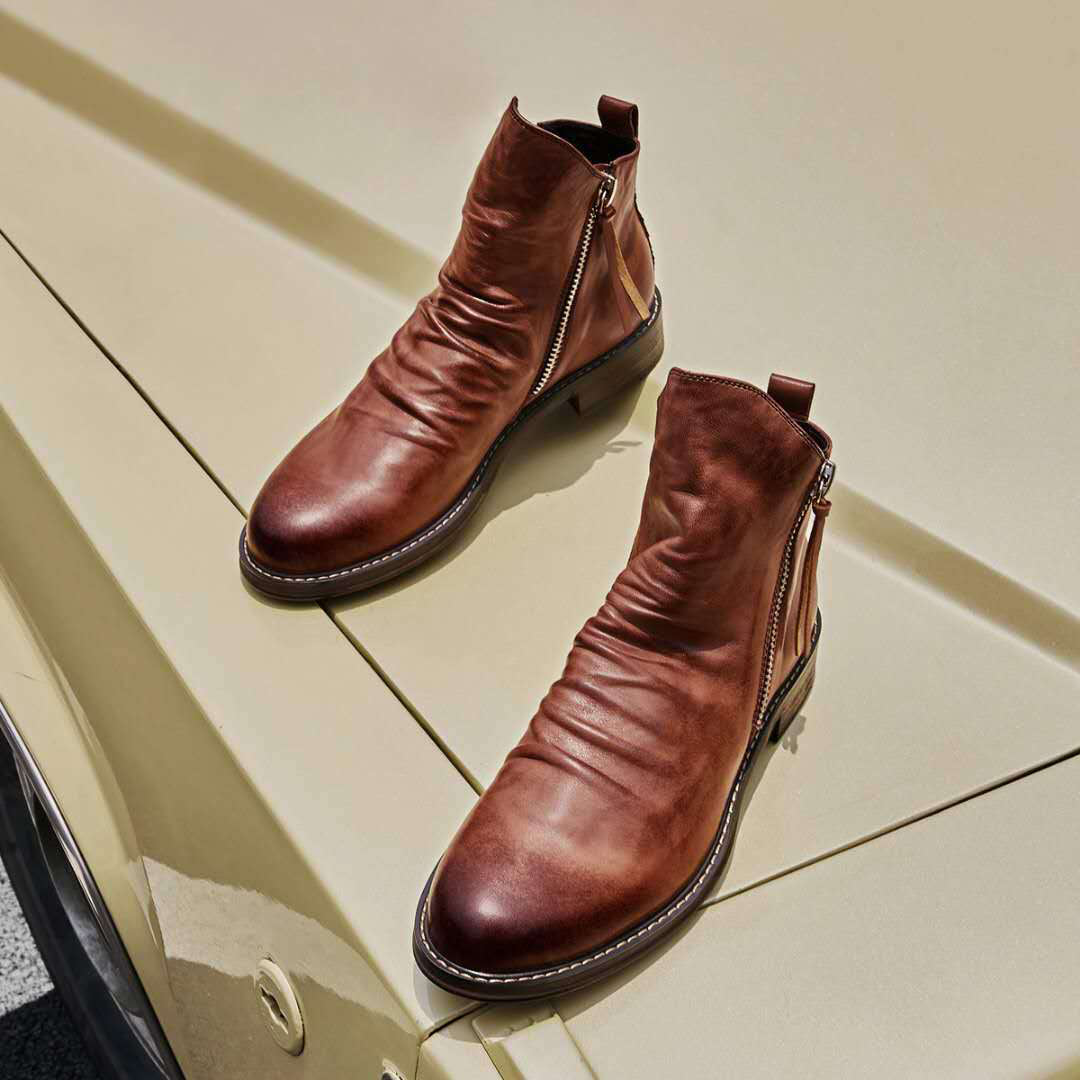 Bottes pour homme automne antidérapantes confortables en cuir PU au design moderne Haylom