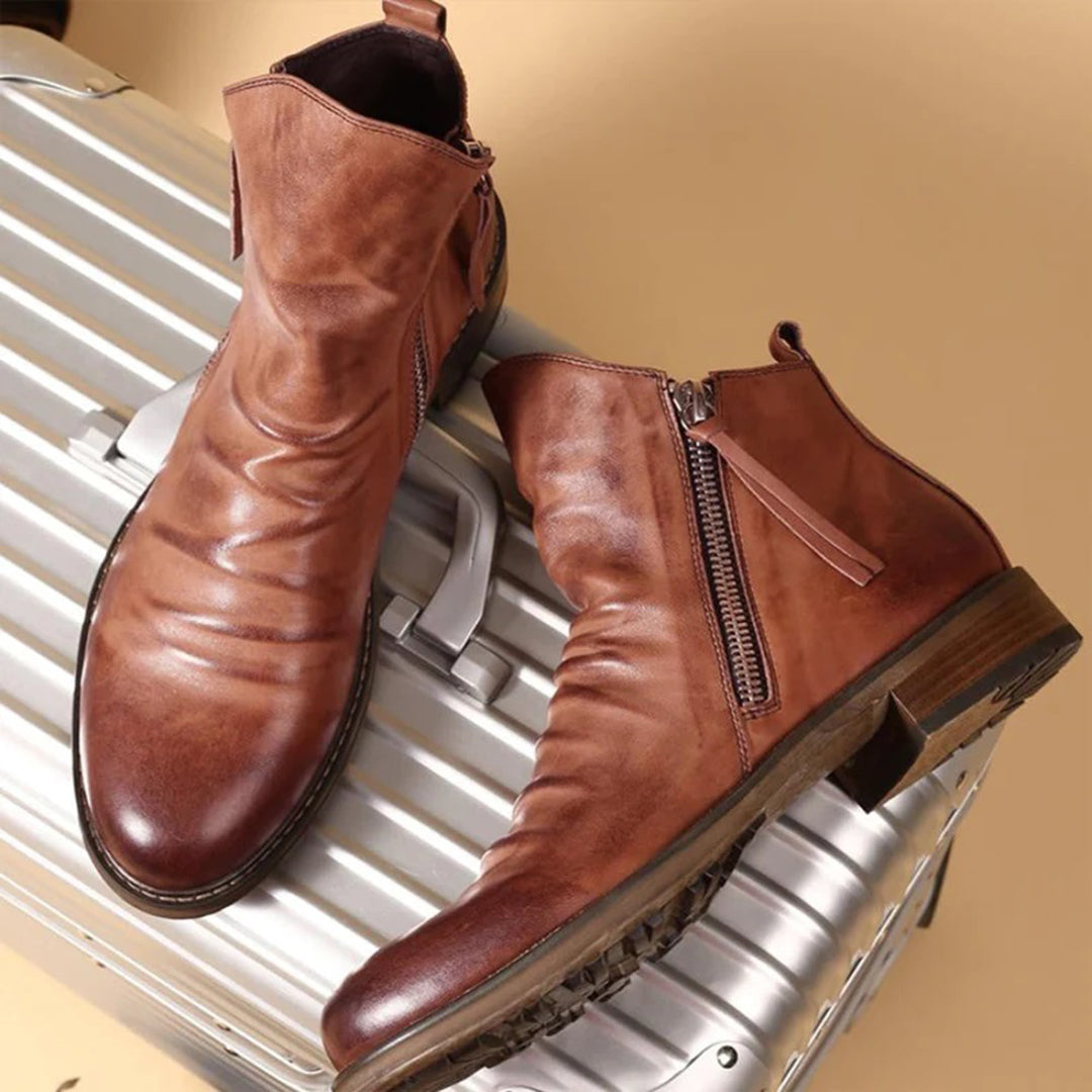 Bottes pour homme automne antidérapantes confortables en cuir PU au design moderne Haylom
