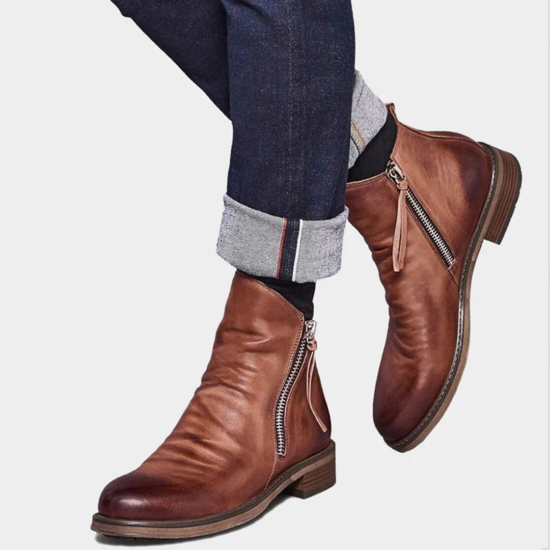 Bottes pour homme automne antidérapantes confortables en cuir PU au design moderne Haylom