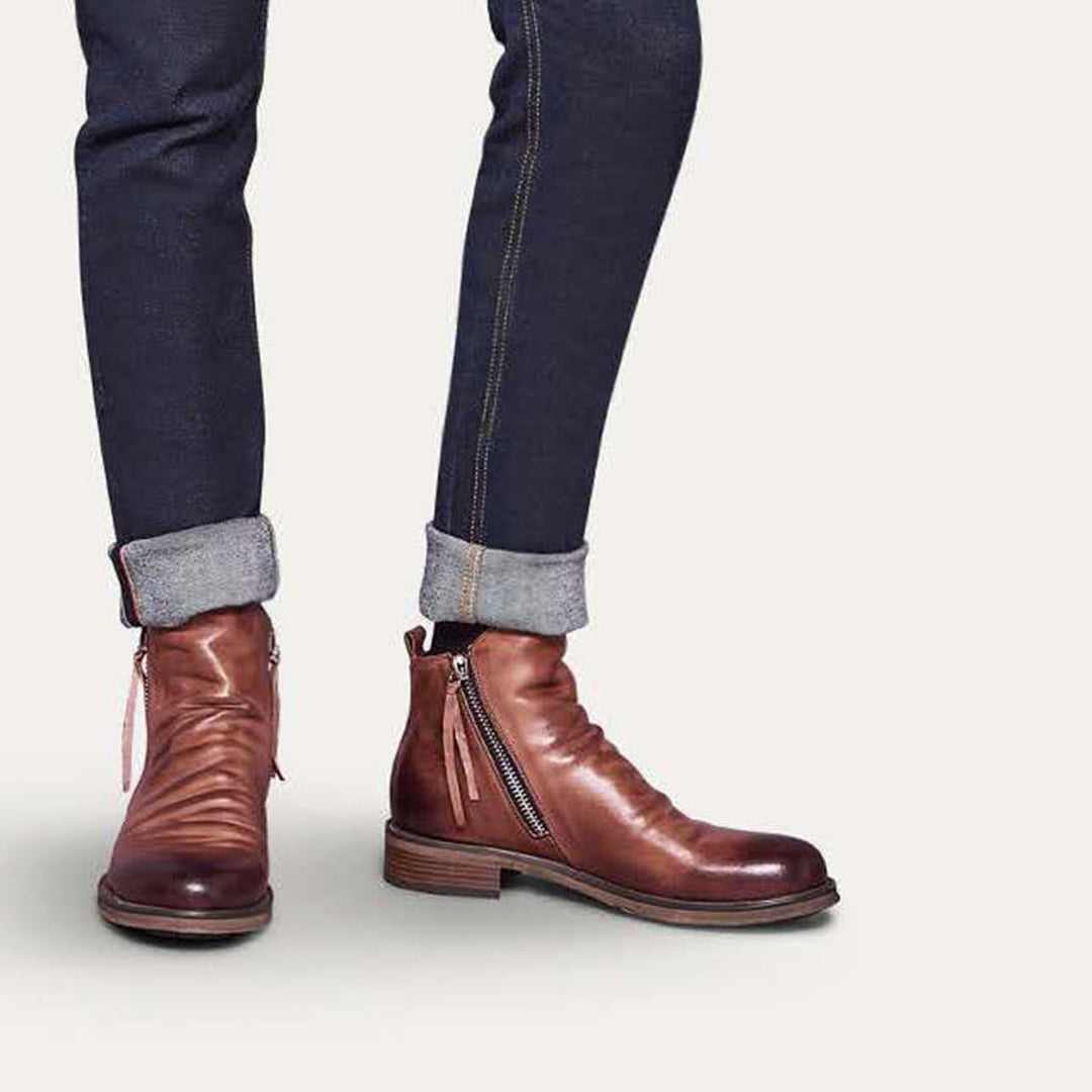 Bottes pour homme automne antidérapantes confortables en cuir PU au design moderne Haylom