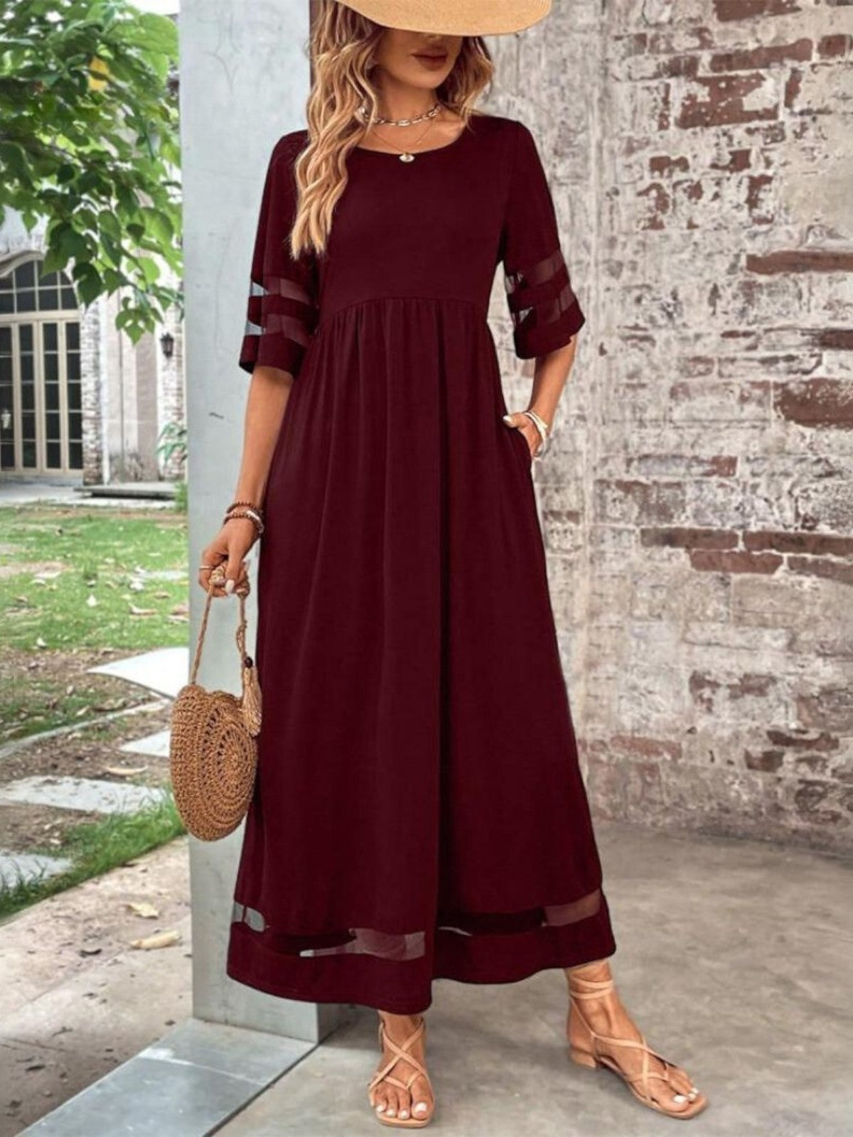 Hortense – Robe maxi à manches mi-longues femme