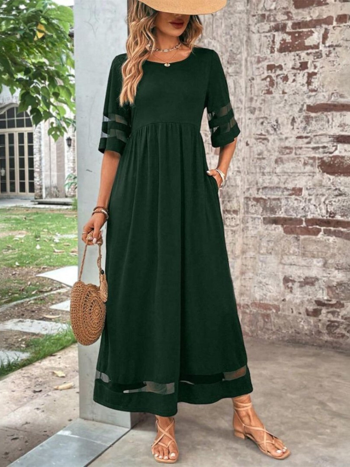 Hortense – Robe maxi à manches mi-longues femme