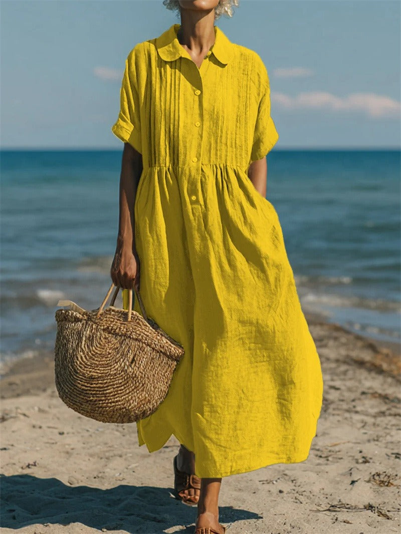 Aurélie – Robe chemise d'été élégante boutonnée femme